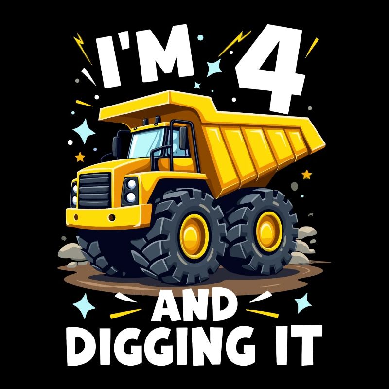 4th Birthday, 4 Year Old Boy, Truck & Construction Site