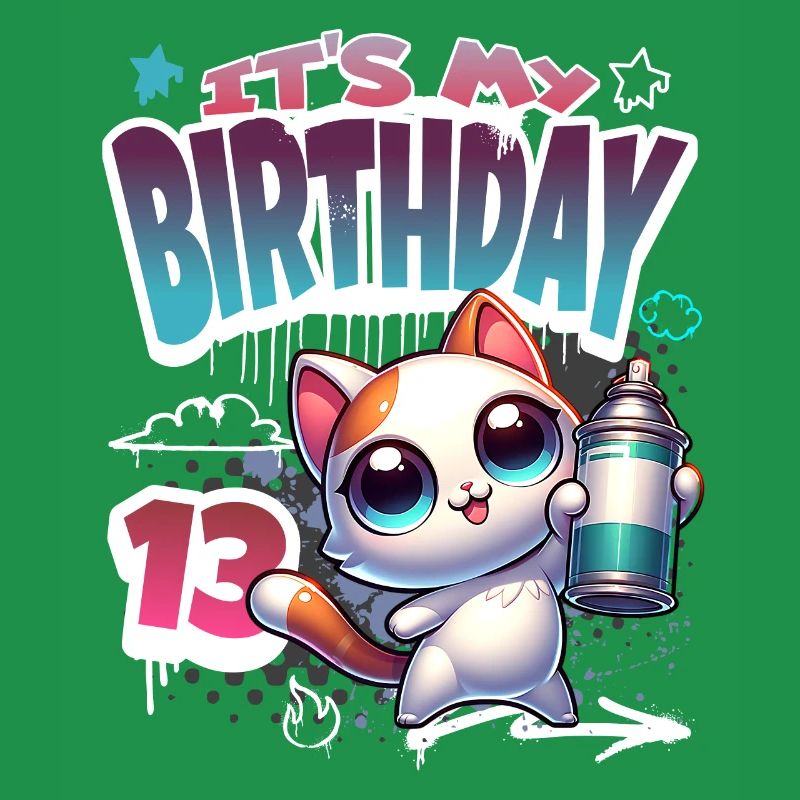13th Birthday Cat Graffiti