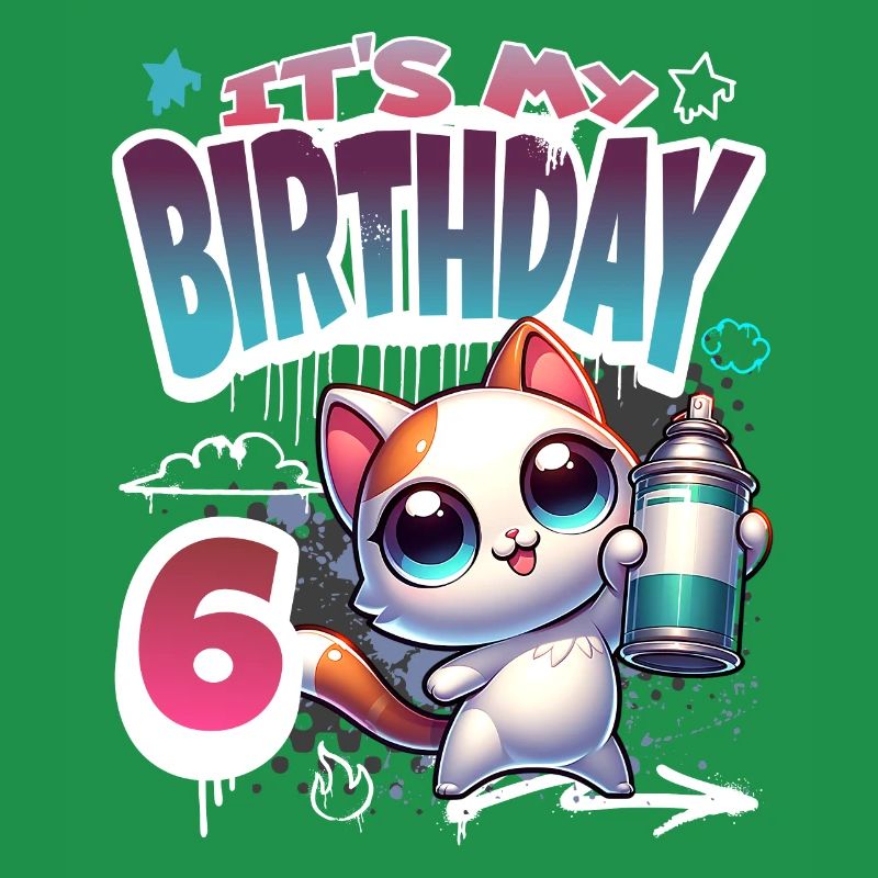 6th Birthday Cat Graffiti