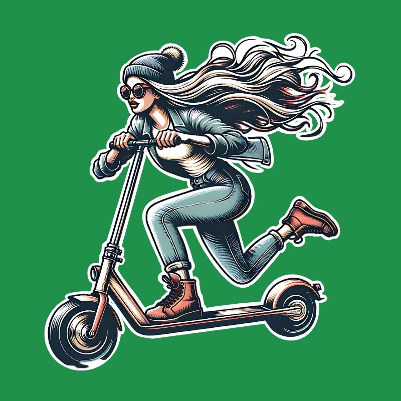 E-Scooter E-Roller Frau Scooter