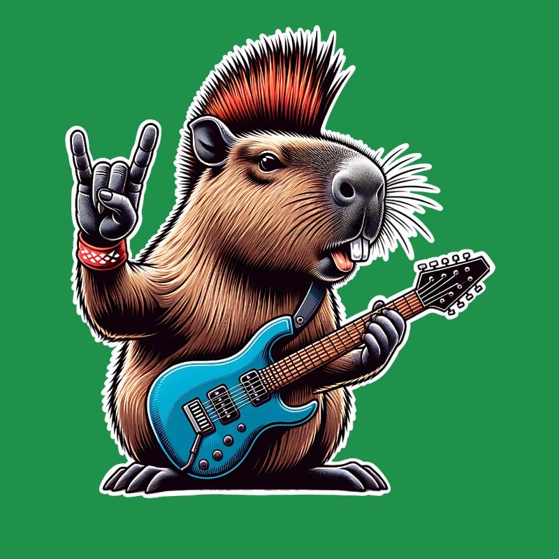 Capybara, guitariste de rock and roll