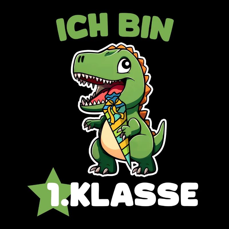 Einschulung Junge Dino Erstklässler Schulkind