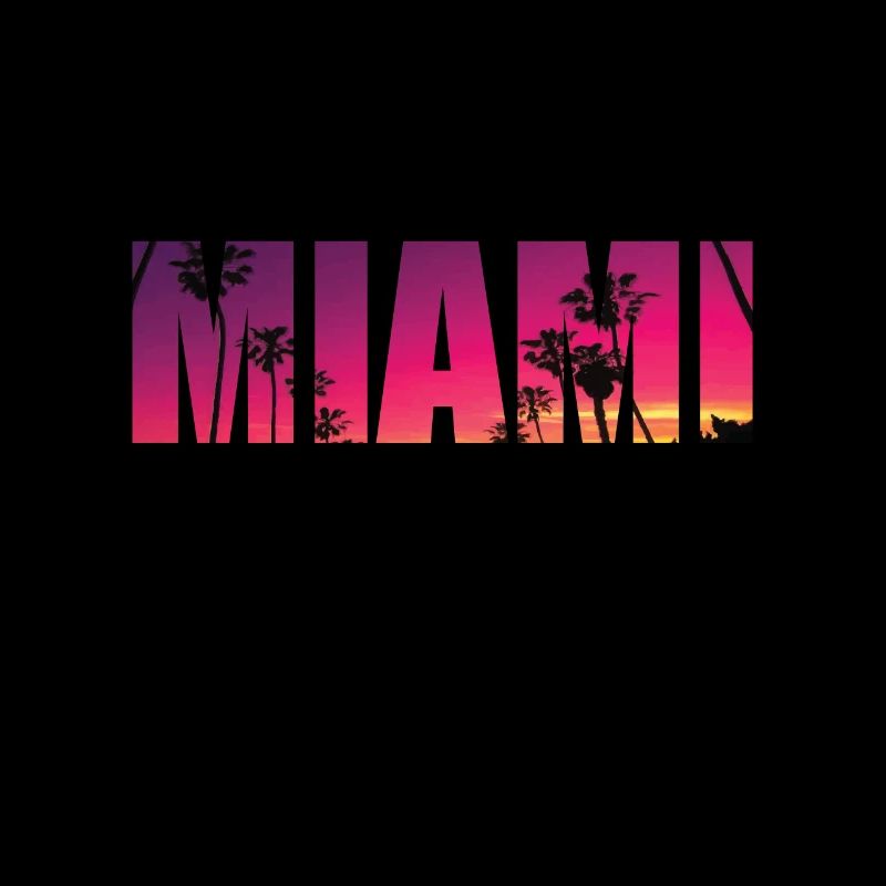 Miami Skyline Palms Sun Sea Florida