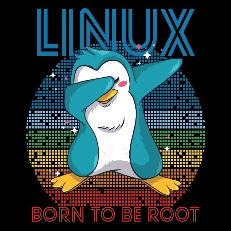 Born To Be Root Retro Penguin Linux Nerd Programme