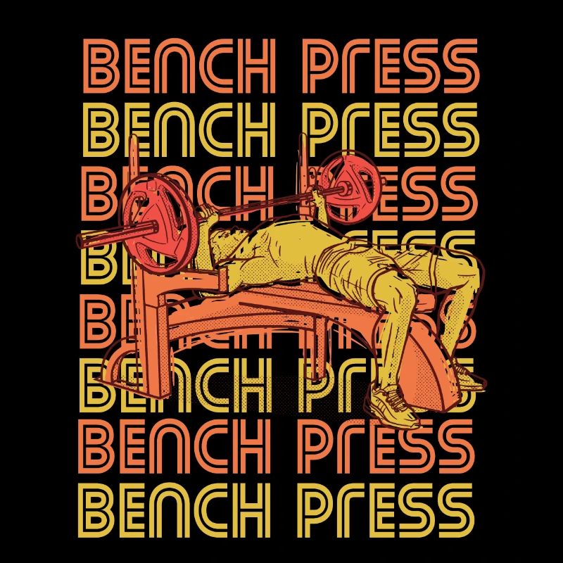 Bench Press Retro Gym Chest Workout Strength Training