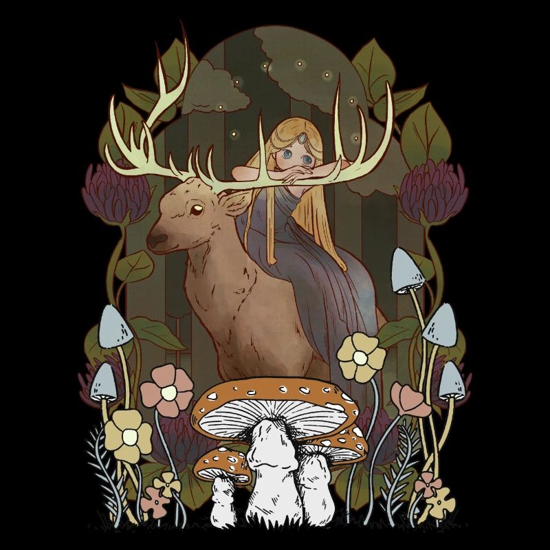 Märchen Märchenfigur Mädchen Wald Natur Hirsch