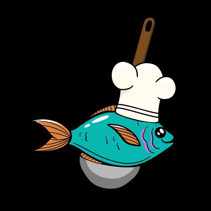 Fish Fish Chef Chef Hat Soup Ladle