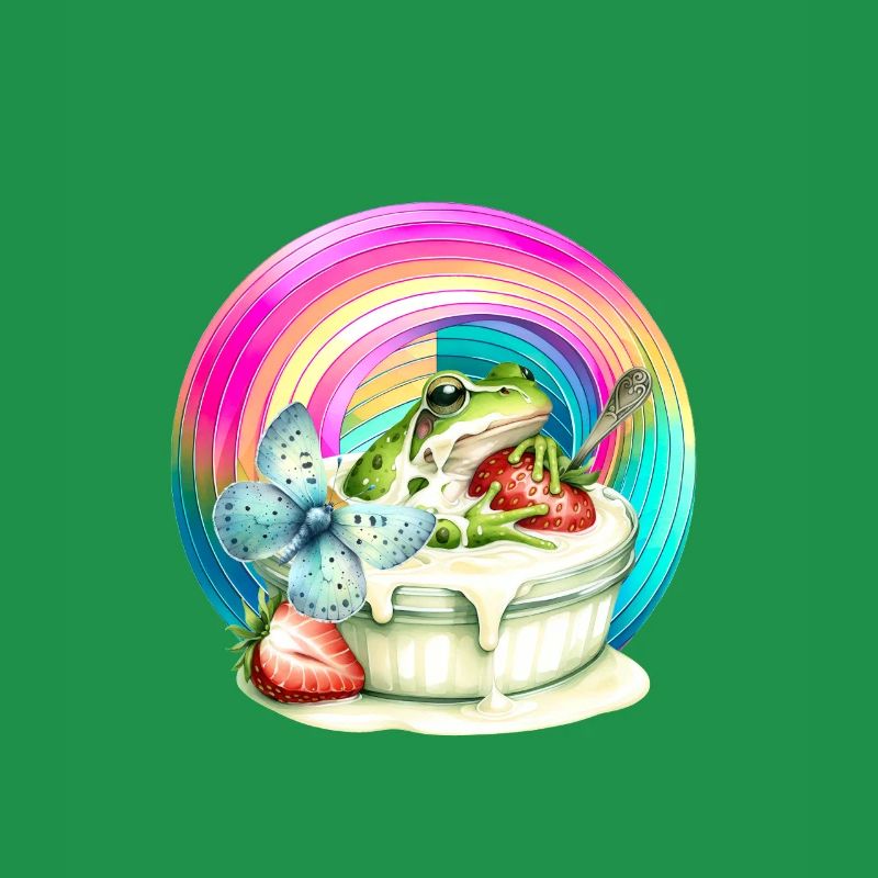 Regenbogen Frosch Eis Erdbeere Eiskrem Kind