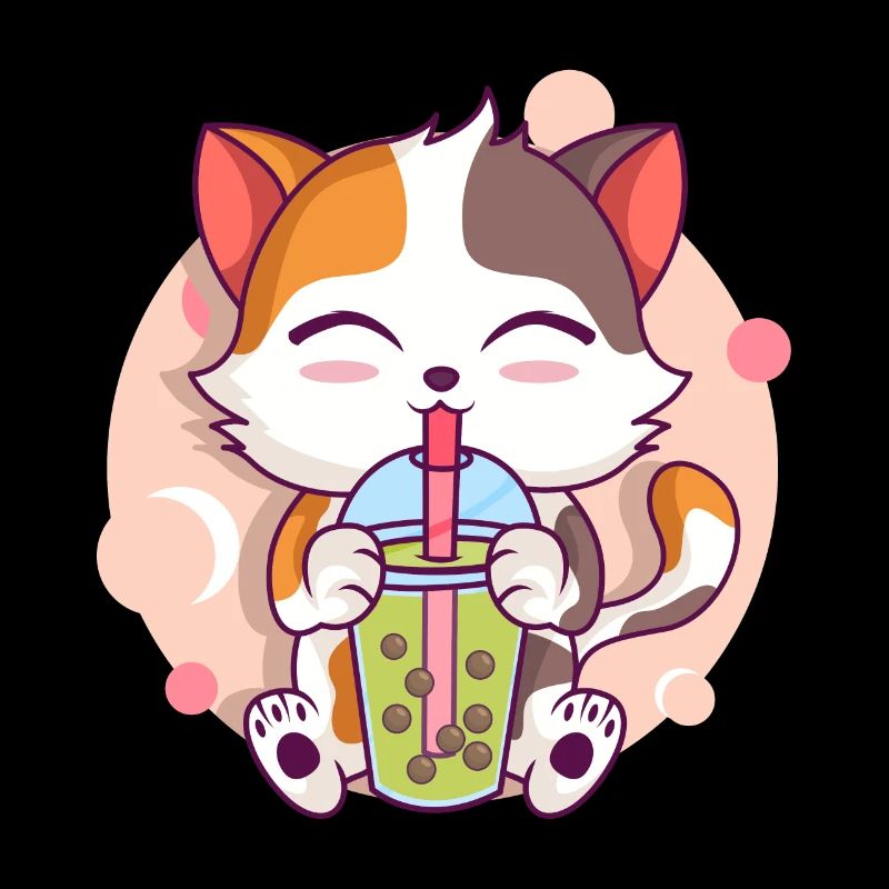 Anime Kawaii Katze Trinkt Boba Tea bubble Tea