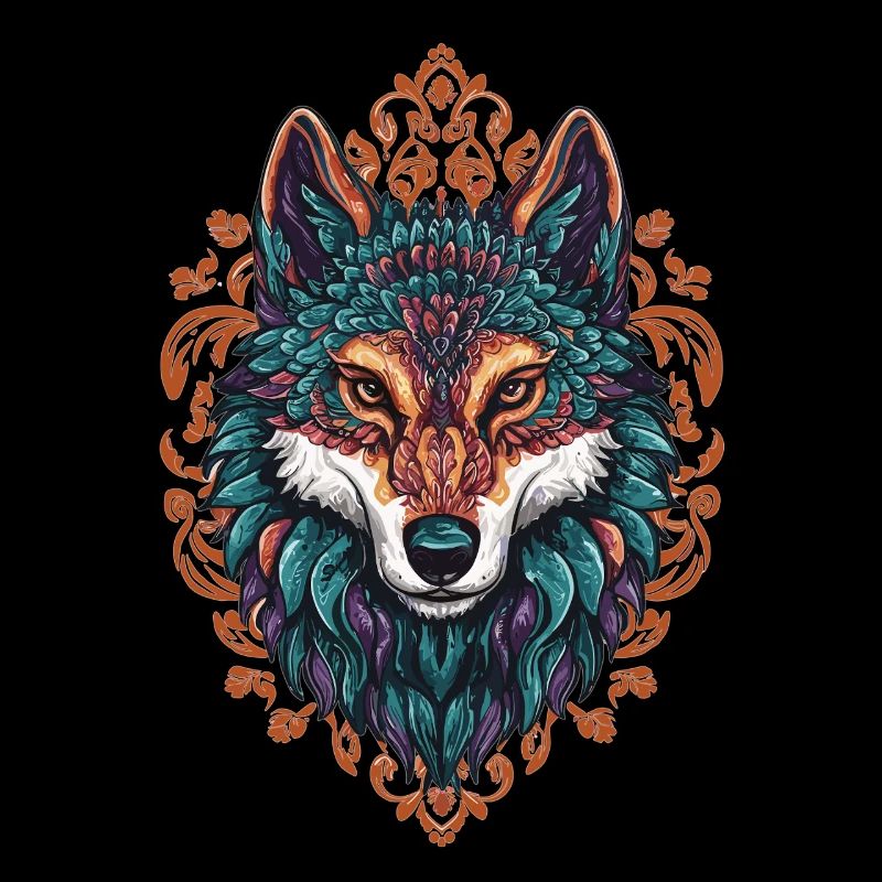Mystischer Wolf – Boho & Mandala Kunst