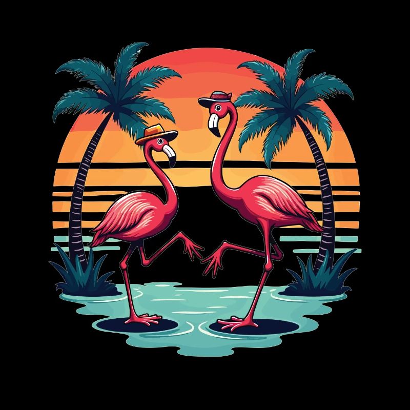 Flamingo Dance – Vintage Tropical Sunset