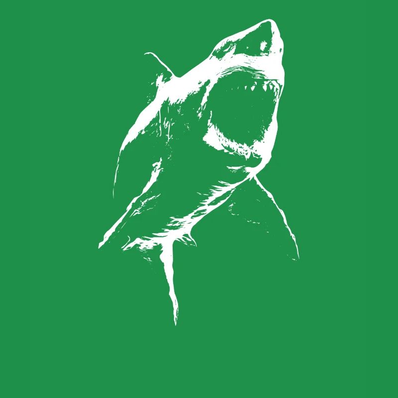Requin géant menaçant – Silhouette noire et blanche