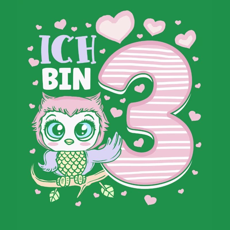 Dritter Geburtstag Mädchen 3 Jahre Eule