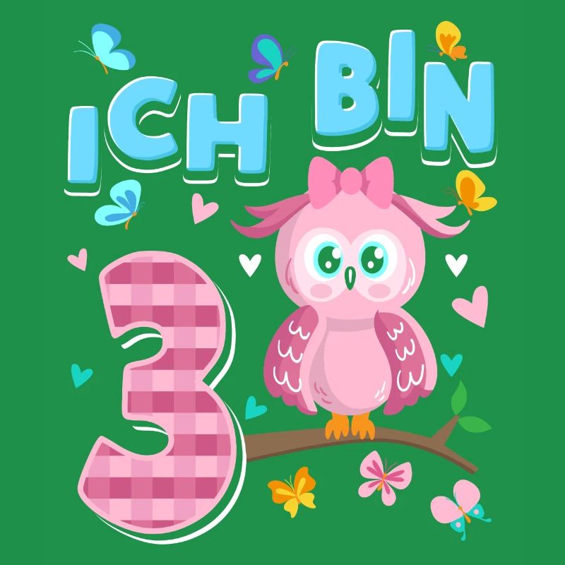 Dritter Geburtstag Mädchen 3 Jahre Eule