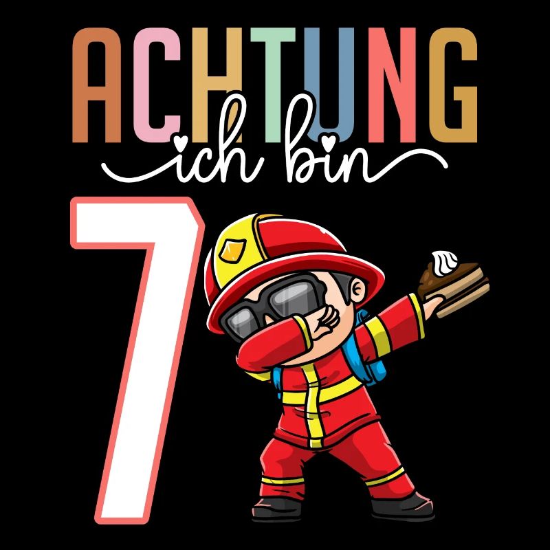 7. Geburtstag 7 Jahre Feuerwehr Junge Mädchen