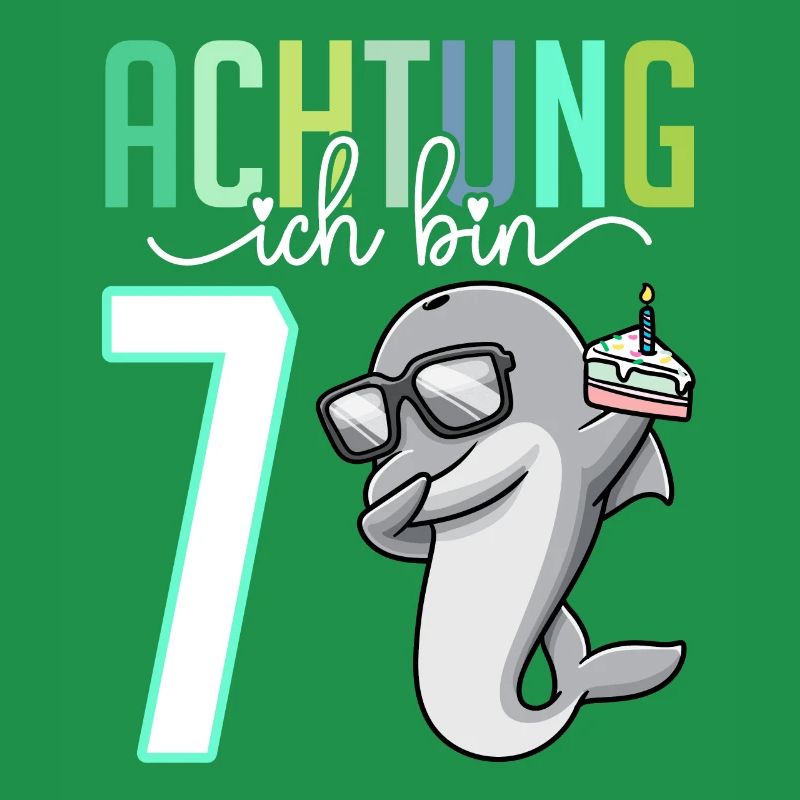 7. Geburtstag 7 Jahre Delfin Junge Mädchen