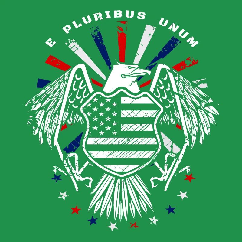E Pluribus Unum avec drapeau américain et aigle
