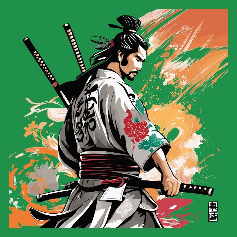Graphique Samouraï aux épées