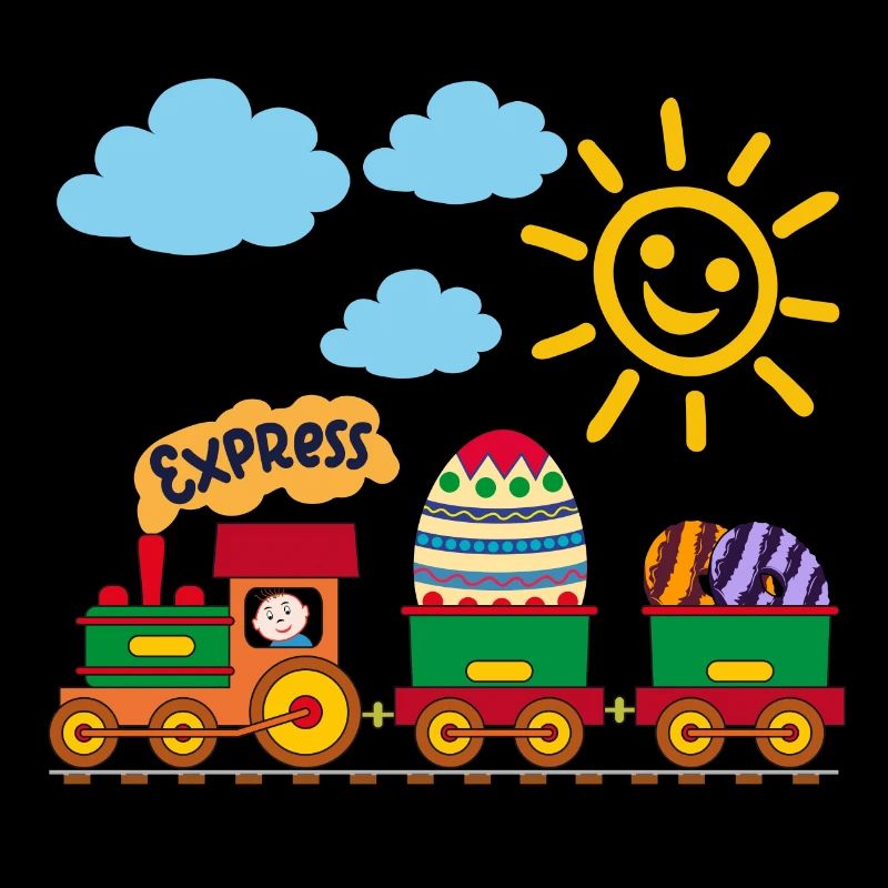 Baby controls railway with Easter egg and sweets