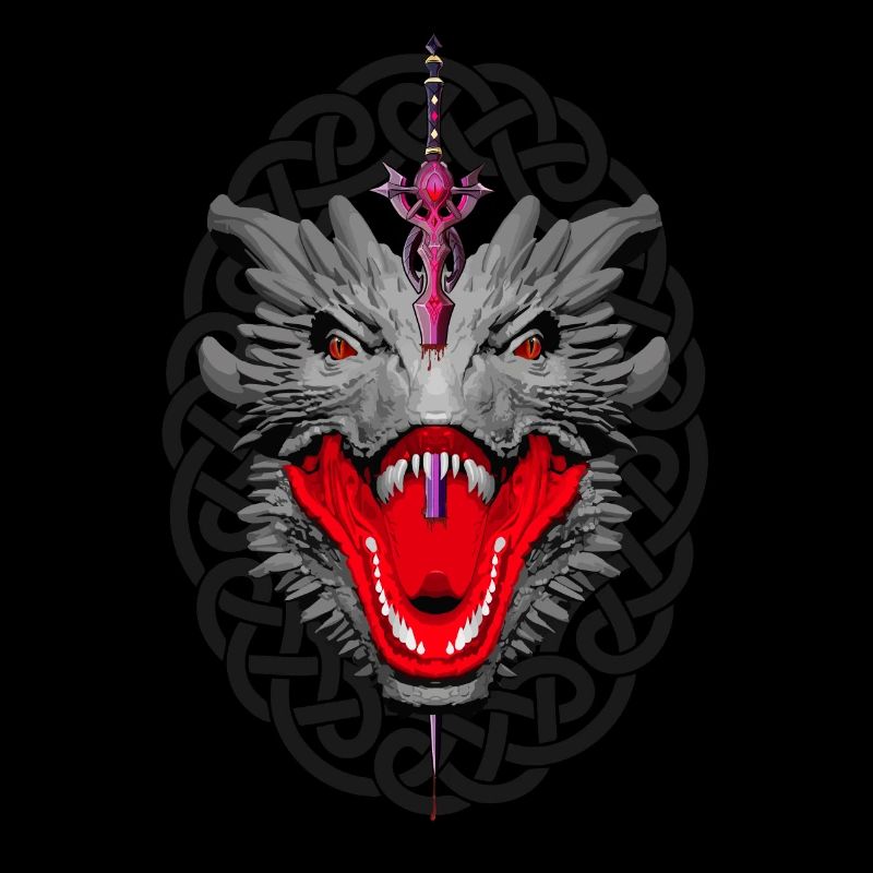 Drache mit lila Schwert