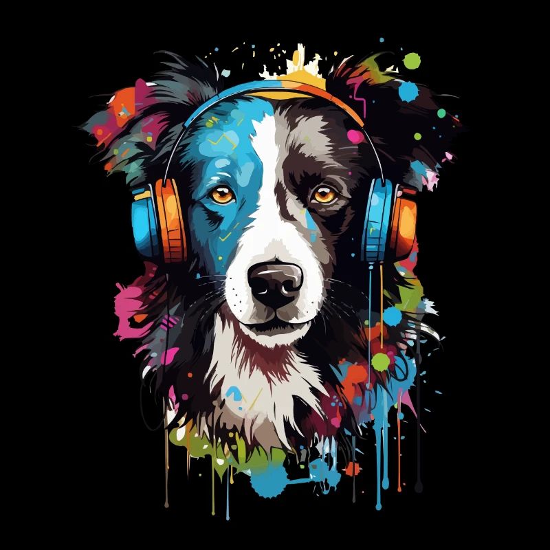 Bunter Border Collie Farbkleckse Farbspritzer