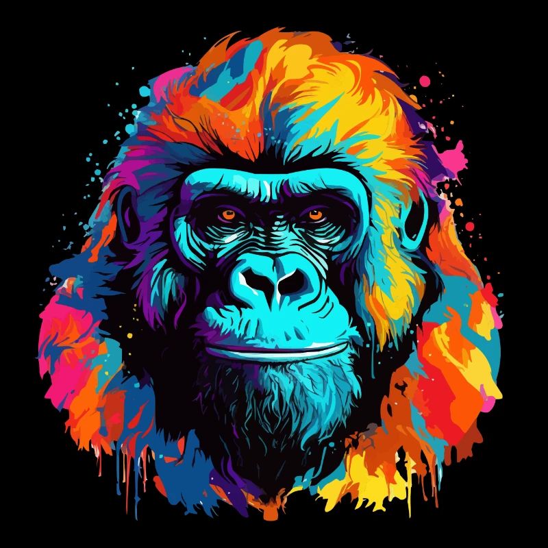 Bunter Gorilla Farbkleckse Farbspritzer