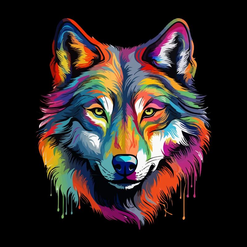 Bunter Wolf Farbspritzer Farbkleckse