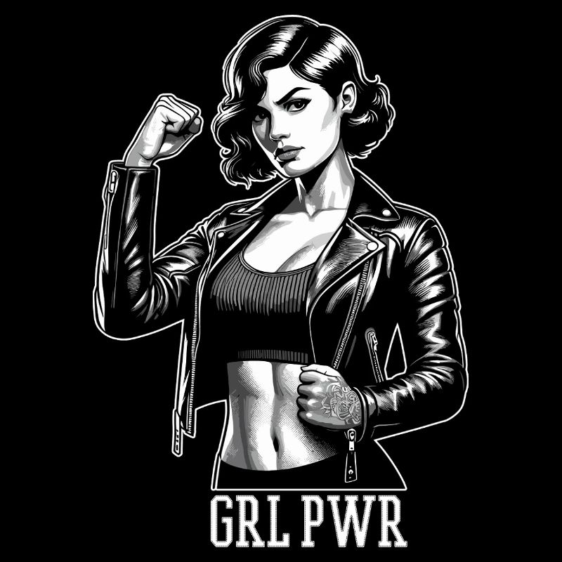 Strong Woman GRL PWR Rockabilly Leather Jacket Gift