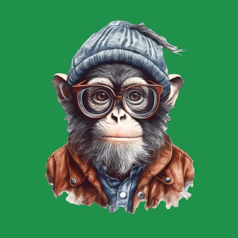Cooler Affe mit Mütze und Brille