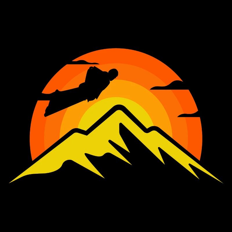 Wingsuit flying Base Jumping Skydiving Retro
