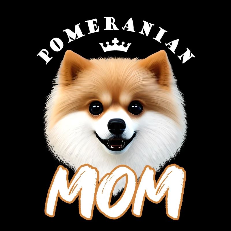 Pomeranian Mom, dwarf spitz with crown - saying