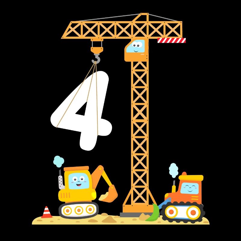 Baustelle Kinder 4. Geburtstag Kran Bagger 4 Jahre
