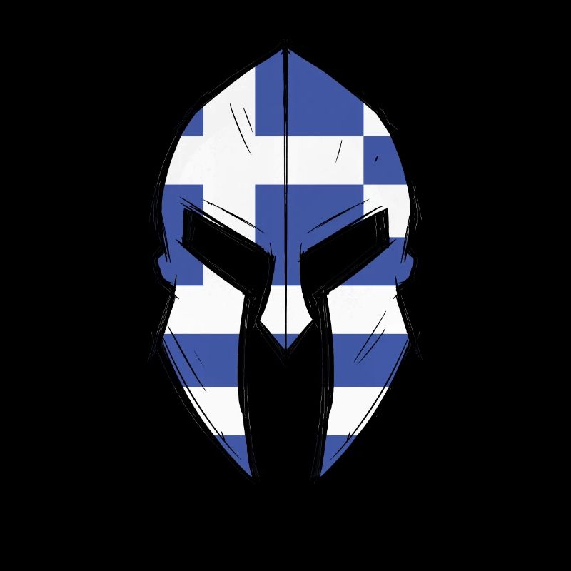 drapeau de la grèce dans le casque du guerrier spartiate