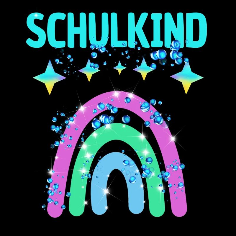 Schulkind Glitzer Regenbogen Einschulung