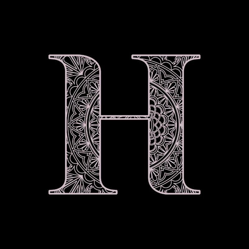 Mandala Monogram Initial in Dusky Pink - Letter H