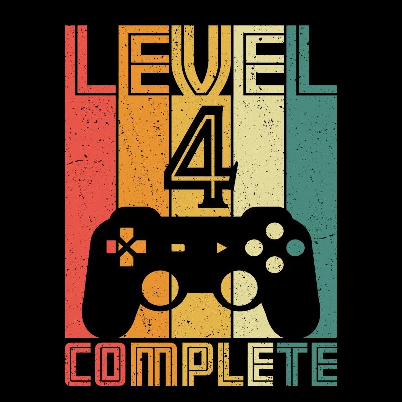 4. Geburtstag Gamer Level 4 Complete 4 Jahre