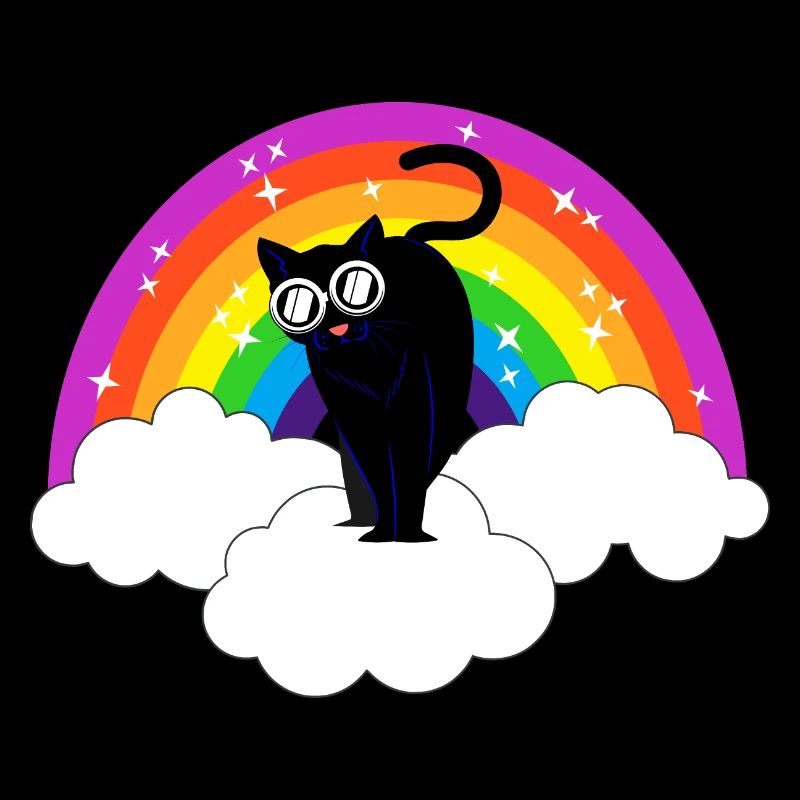 Kidcore Regenbogen Schwarze Coole Katze Geschenk