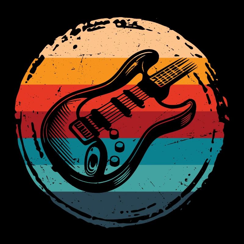 Guitar Retro Grunge Circle