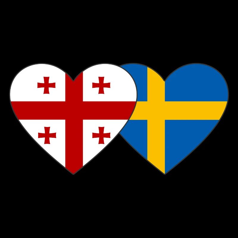 Géorgie Suède drapeau coeur