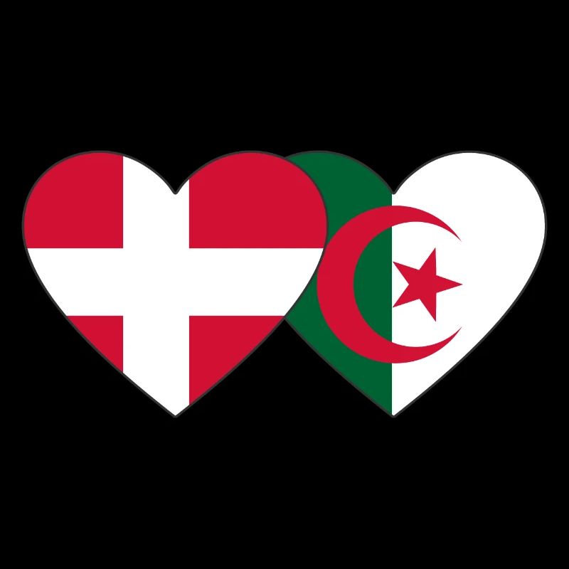Dänemark Algerien Flagge Herz