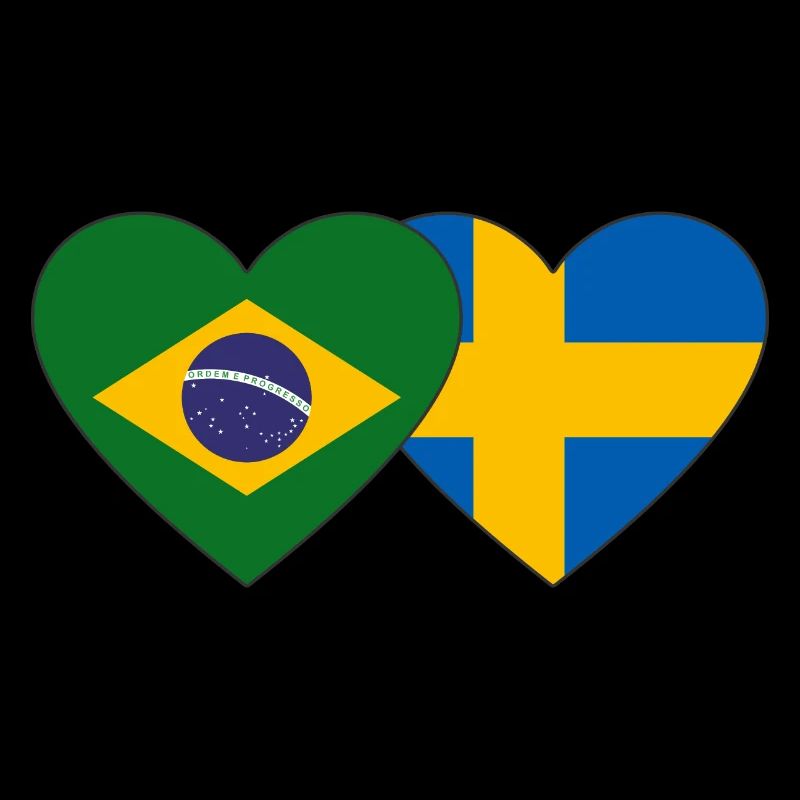 Brésil Suède Flag Heart
