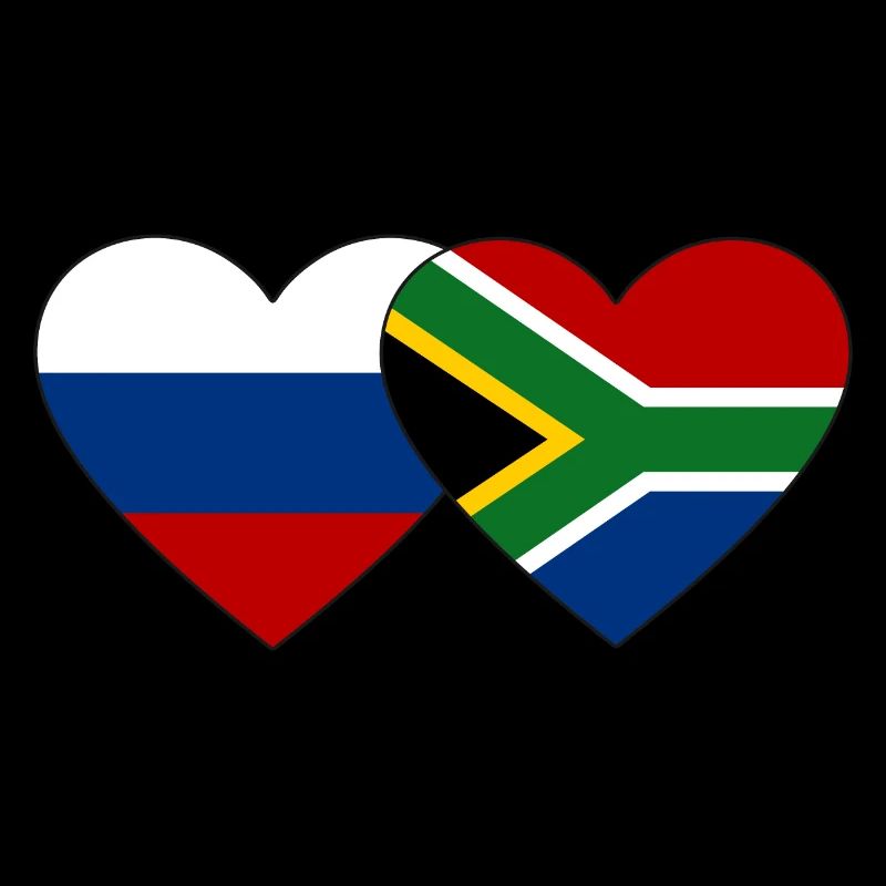 Russie Afrique du Sud Flag Heart