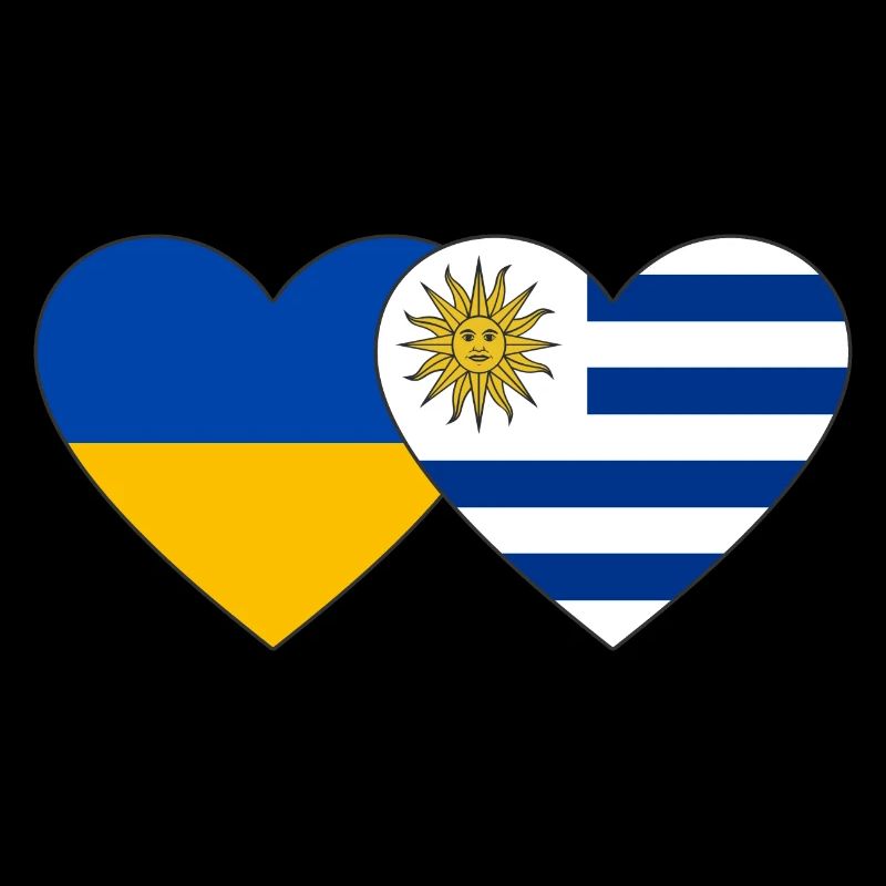 Ukraine Uruguay Herz Flagge