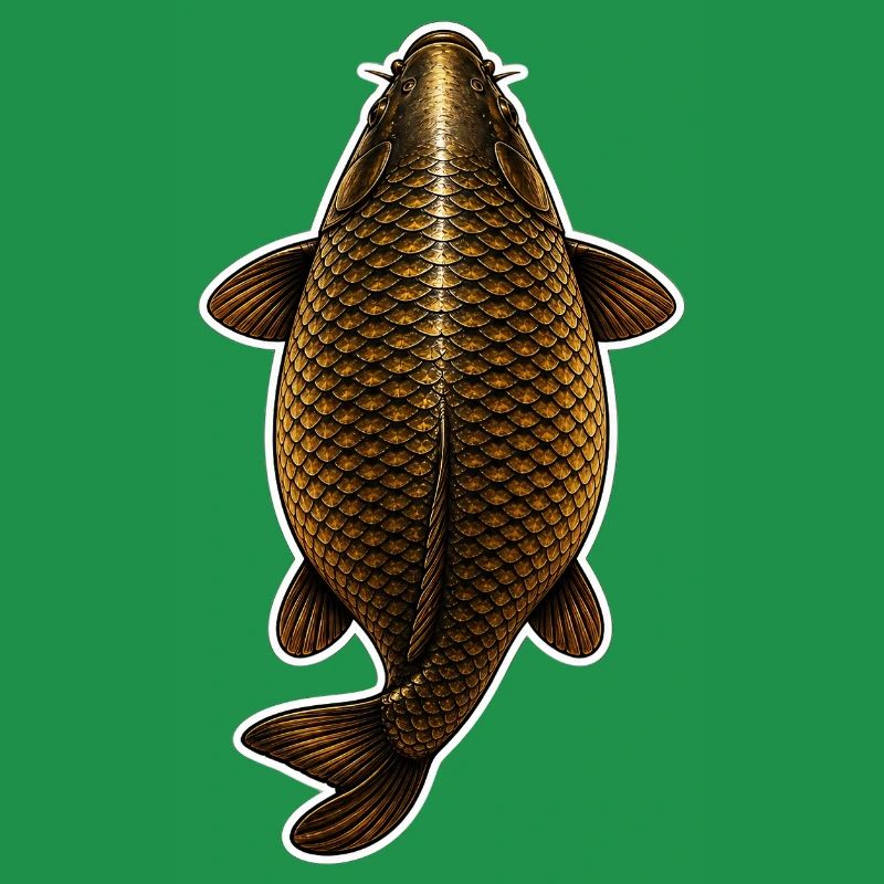 Vue du sommet de la carpe dorée – Conception de pêche propre