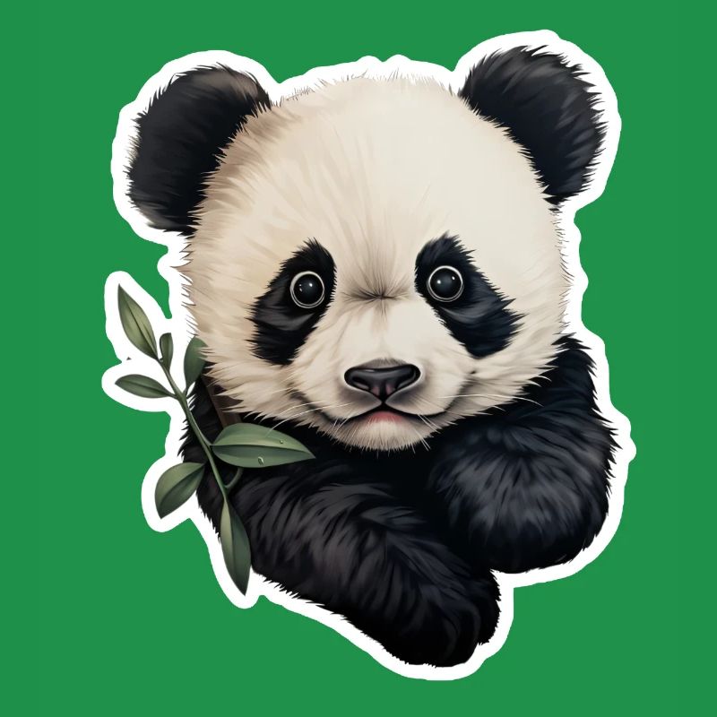 Panda chews on eucalyptus branch
