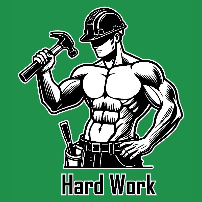 Topless construction worker - Hard Work Design