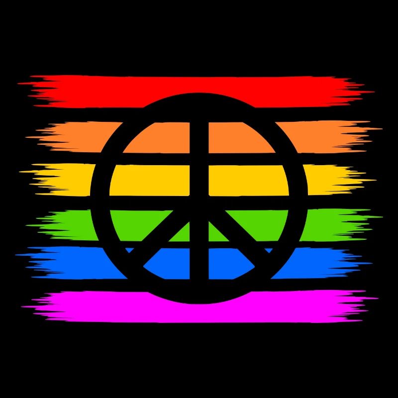 Peace sign on LGBT rainbow flag