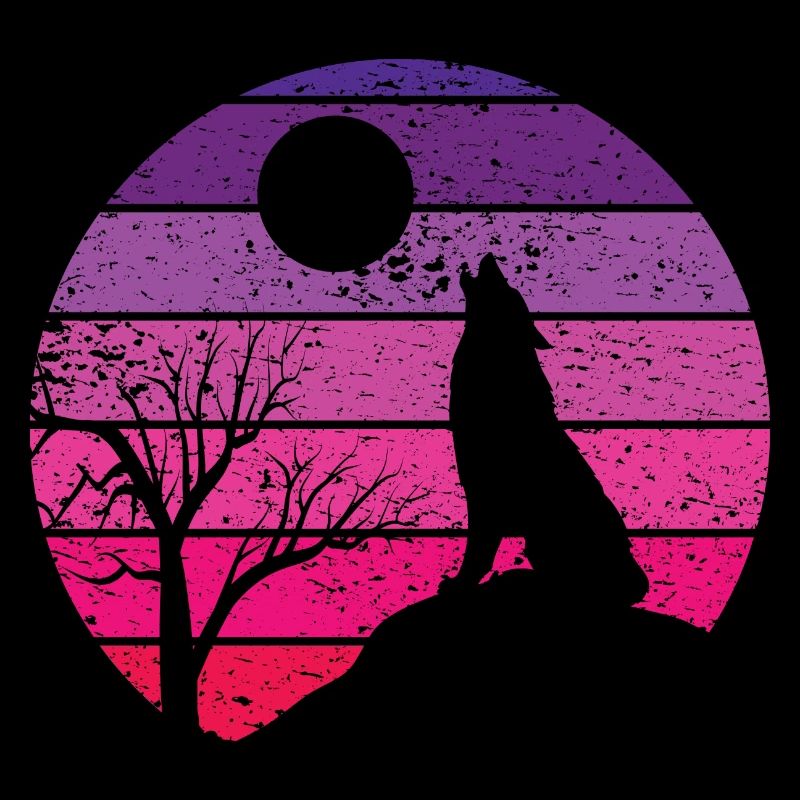 Howling Wolf Moon Logo Vintage