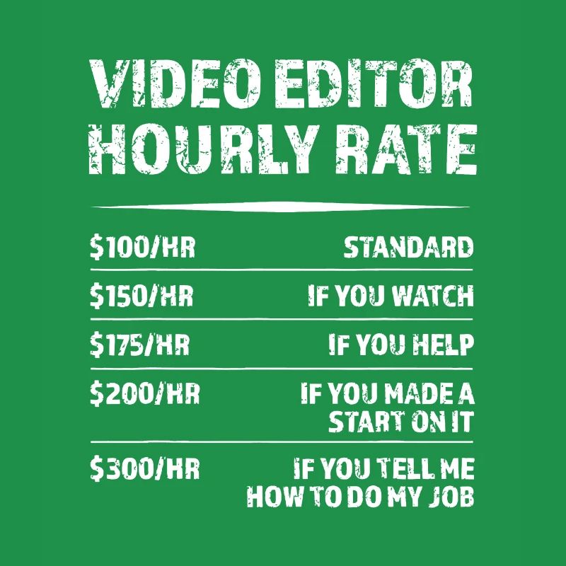 Video Editor Hourly Rate | Funny Videographer Gift