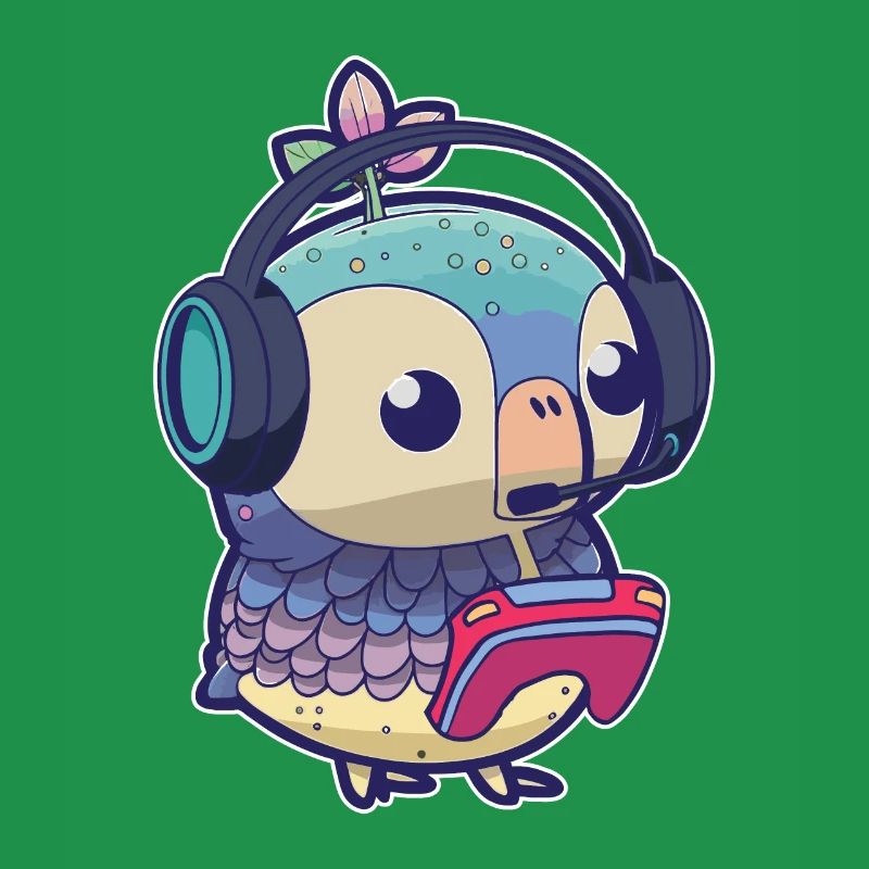 Spielen Sie Controller Gaming -Eule Mit Kopfhörern